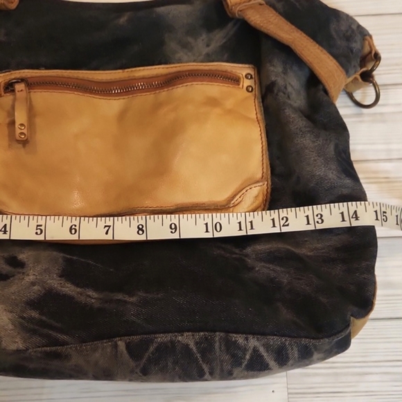 Womens Schuler & Sons Anthropologie gray tie dye & leather shoulder bag. - Picture 14 of 14